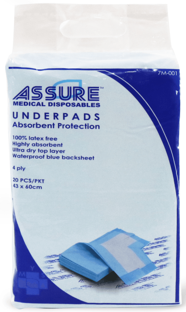 ASSURE Underpads (43cm x 60cm, 4-Ply, 20 Pcs/Pkt)