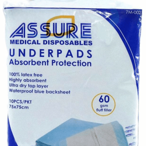 ASSURE Underpads (75cm X 75cm, 60g Fluff Filler, 10 Pcs/Pkt)