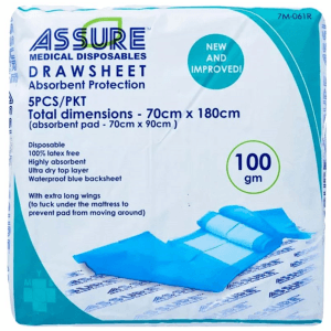 ASSURE Drawsheet (70cm X 180cm, 100g, 5 Pcs/Pkt)