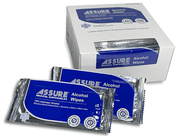 ASSURE Alcohol Wipes - Box (20cm x 20cm, 50pcs/box)